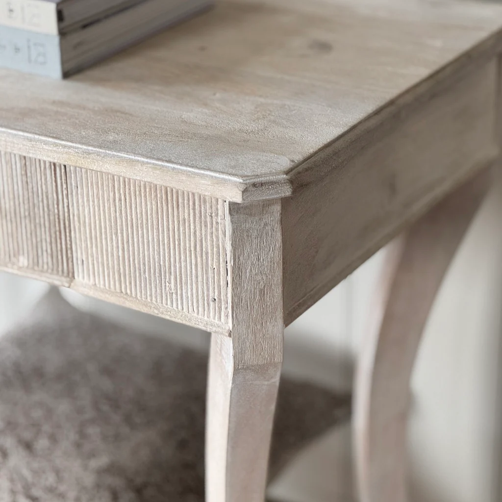 Novara Ribbed Front Whitewash Table - Image 3