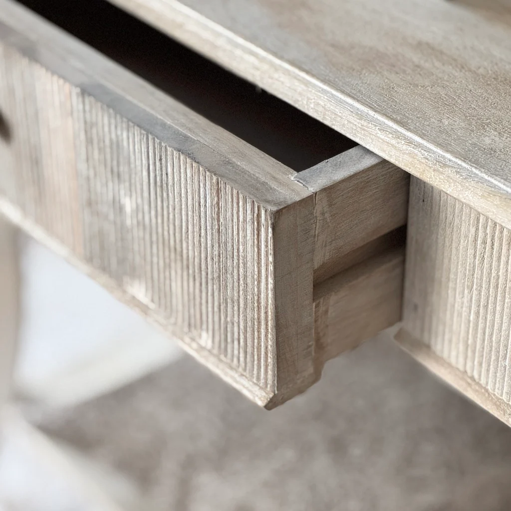 Novara Ribbed Front Whitewash Table - Image 4