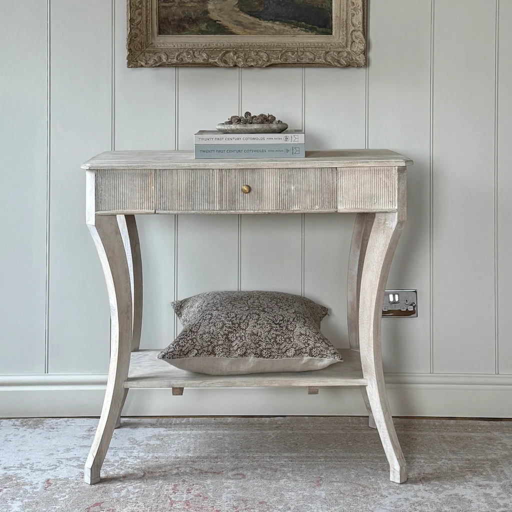Novara Ribbed Front Whitewash Table - Image 6