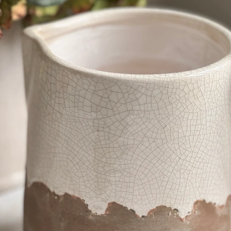 Odi Terracotta Cream Crackle Jug - Image 3