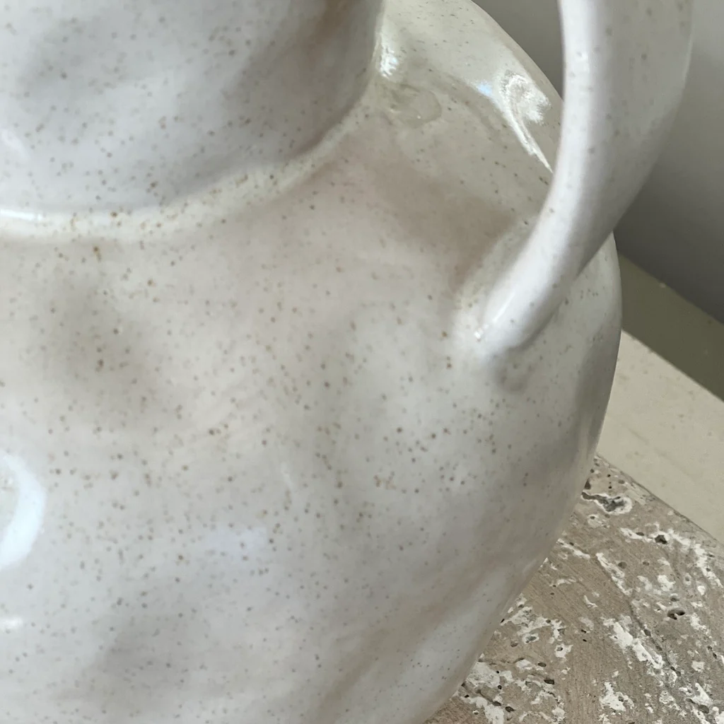 Off White Speckled Amphora Vase - Image 2