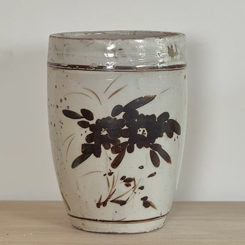 Original Vintage Oriental Hand Painted Ceramic Vase - Image 3