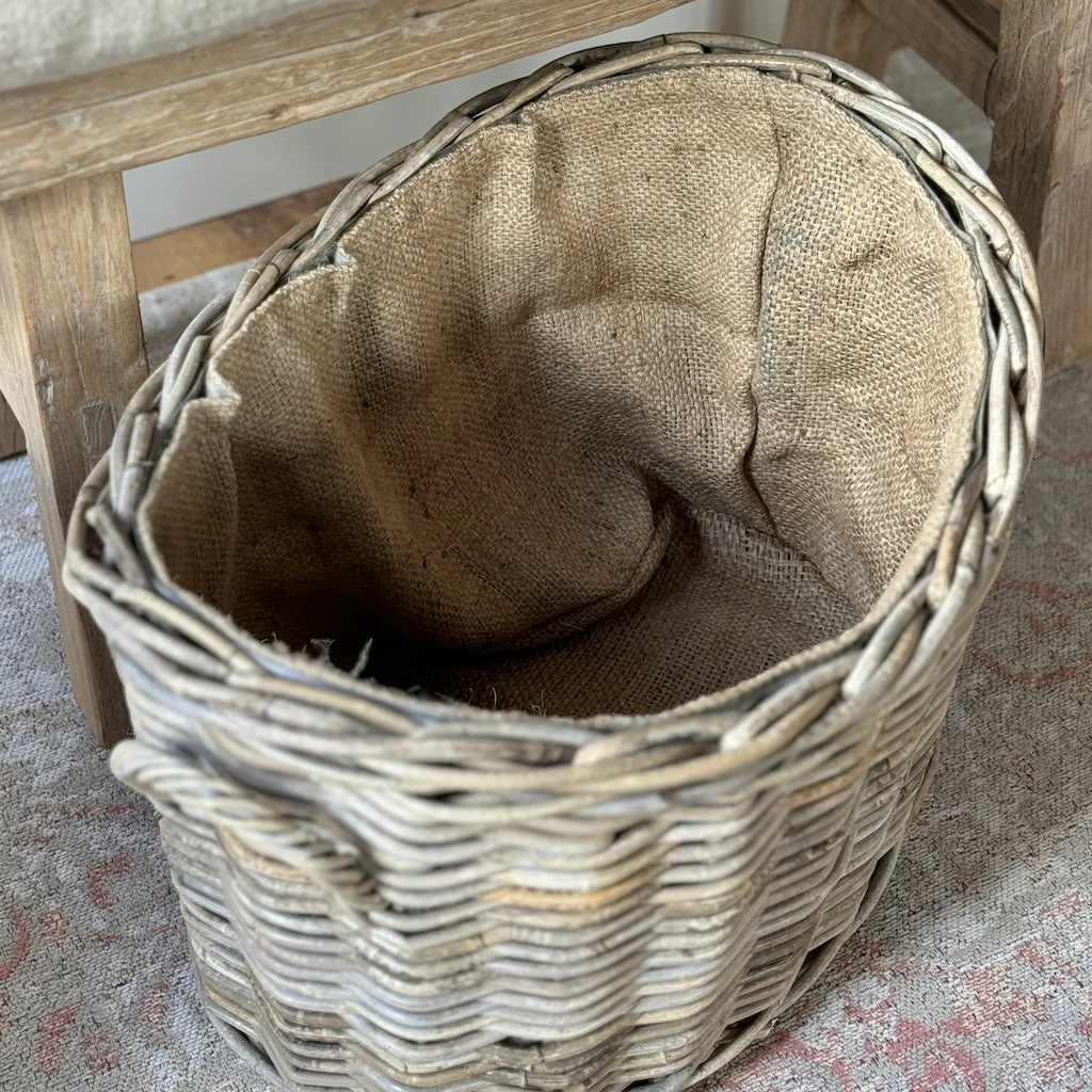 Oval Basket With Ear Handles and Jute Liner - Image 3