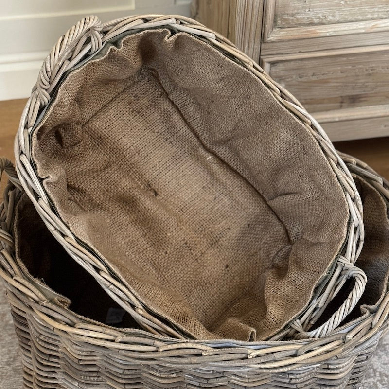Oval Baskets With Ear Handles & Hessian Liner - Image 5