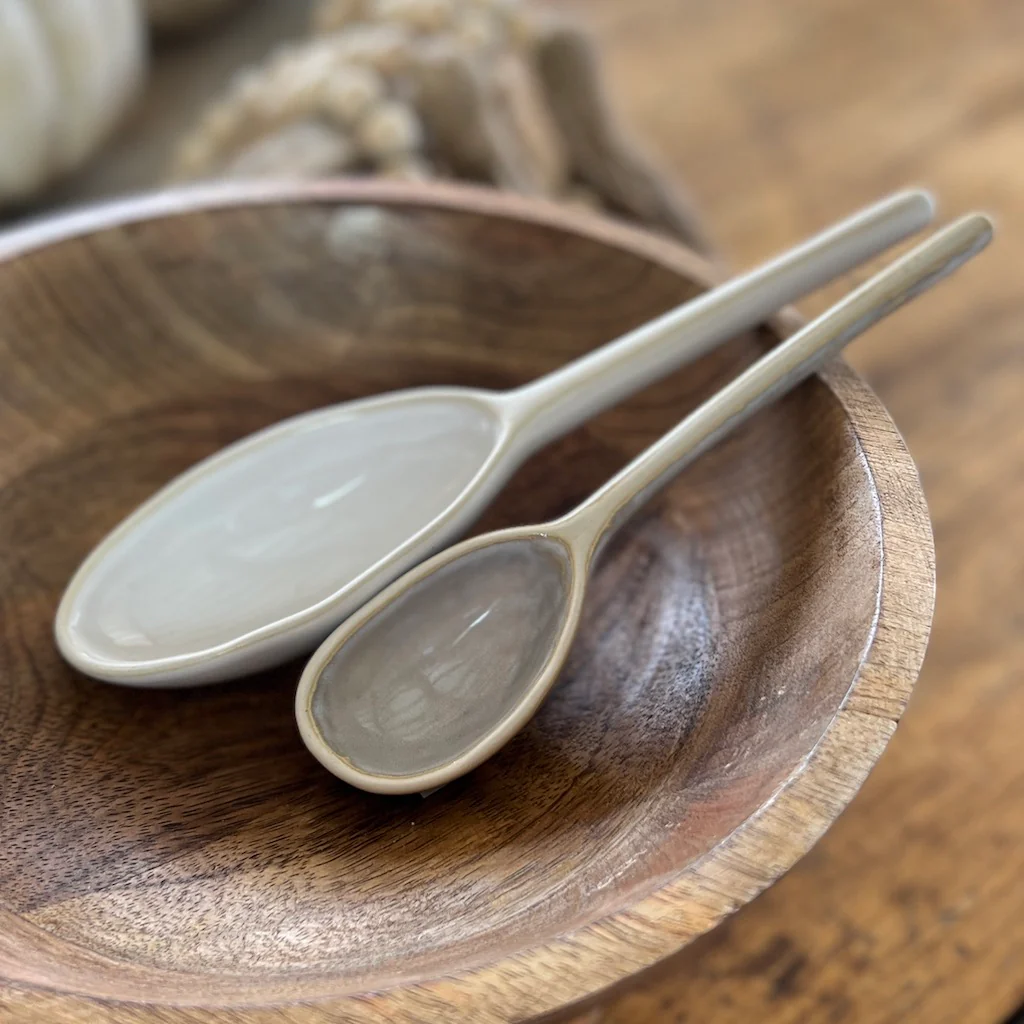 Pulmenti Spoon White Stoneware Set 2 - Image 3