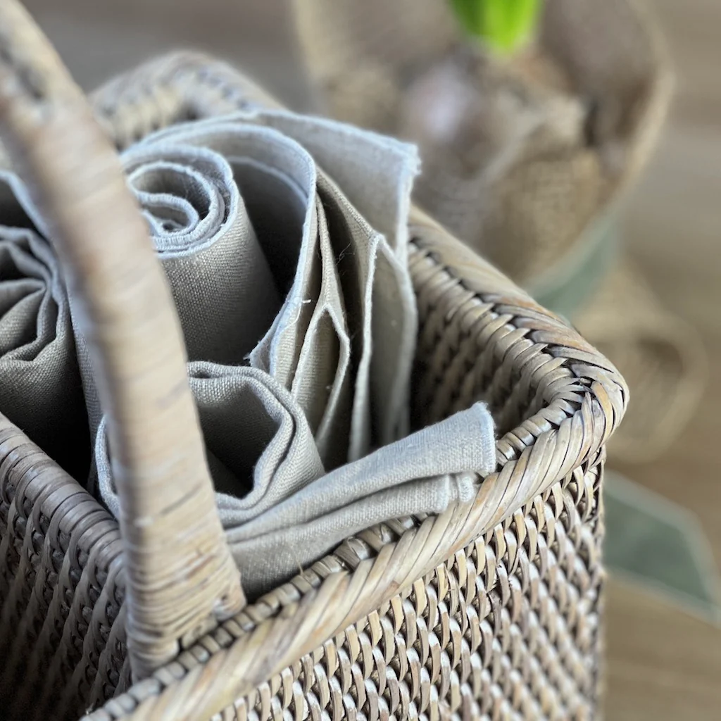 Rattan Cutlery Caddy Natural Whitewash - Image 3