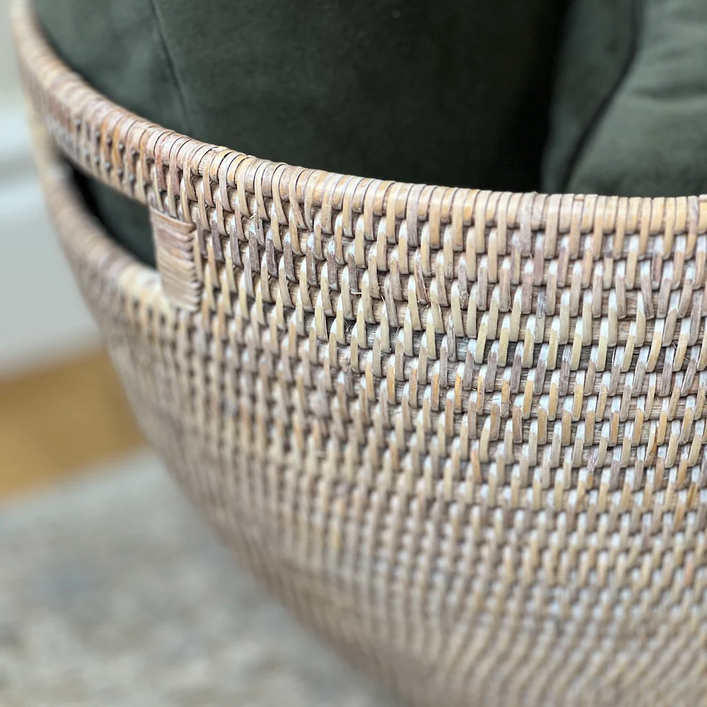 Rattan Laundry Oval Tapered Baskets Natural Whitewash - Image 6