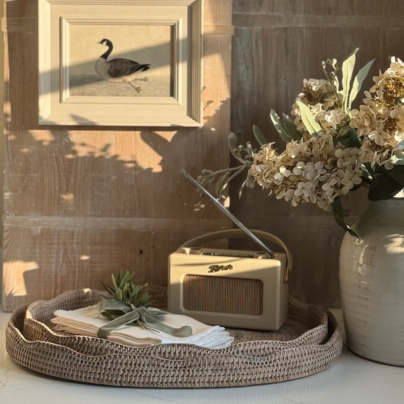 Rattan Scallop Oval Tray Whitewash - Image 6