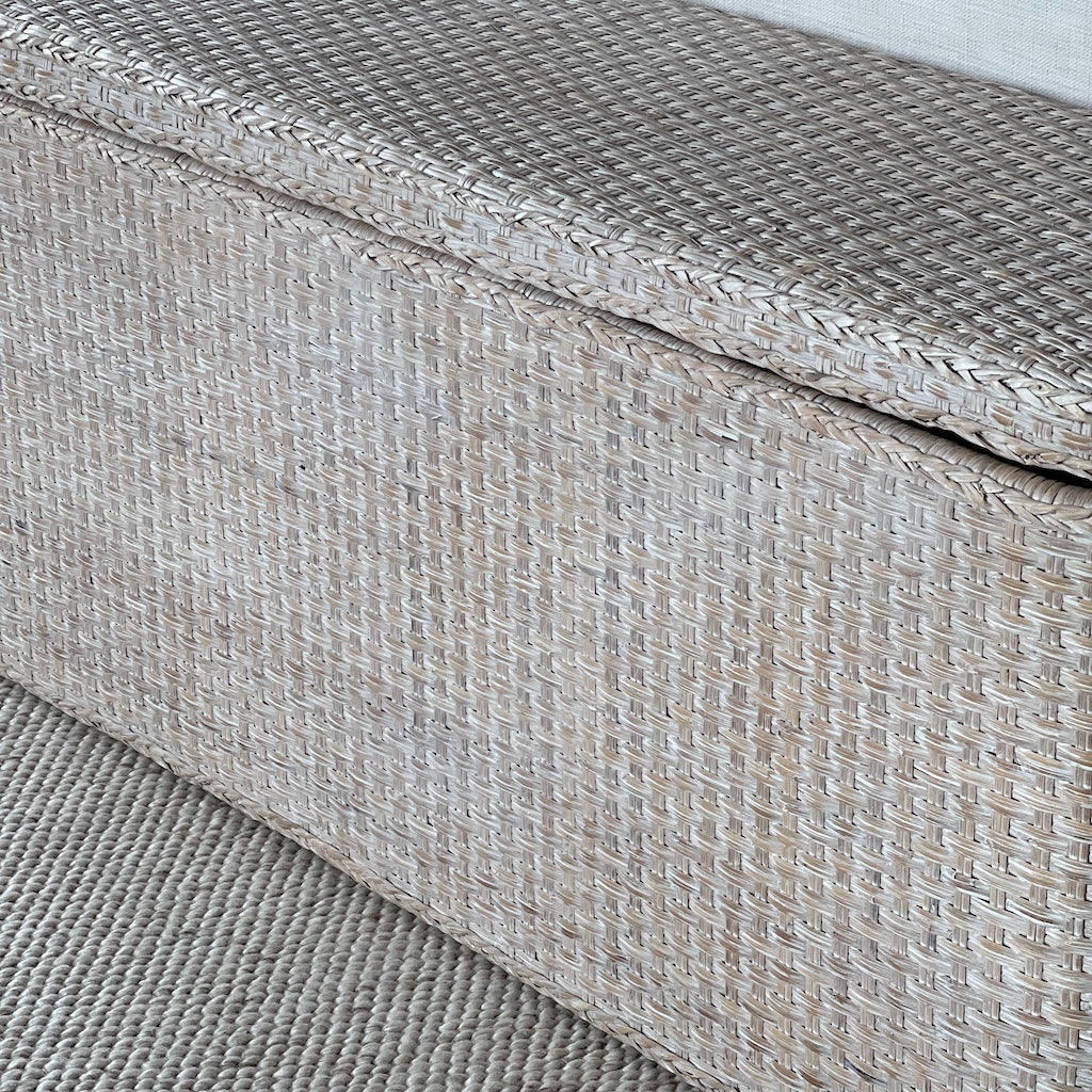 Rattan Whitewashed Ottoman Bed End - Image 2