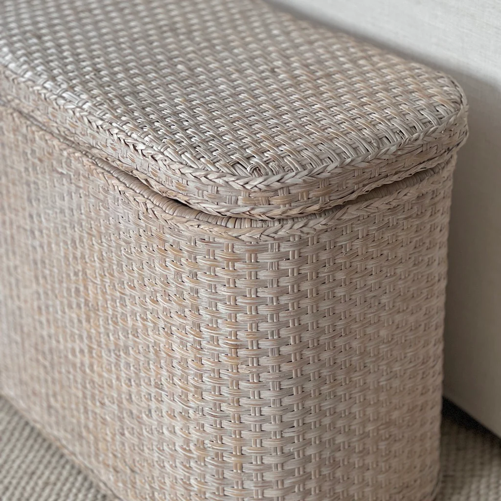 Rattan Whitewashed Ottoman Bed End - Image 3