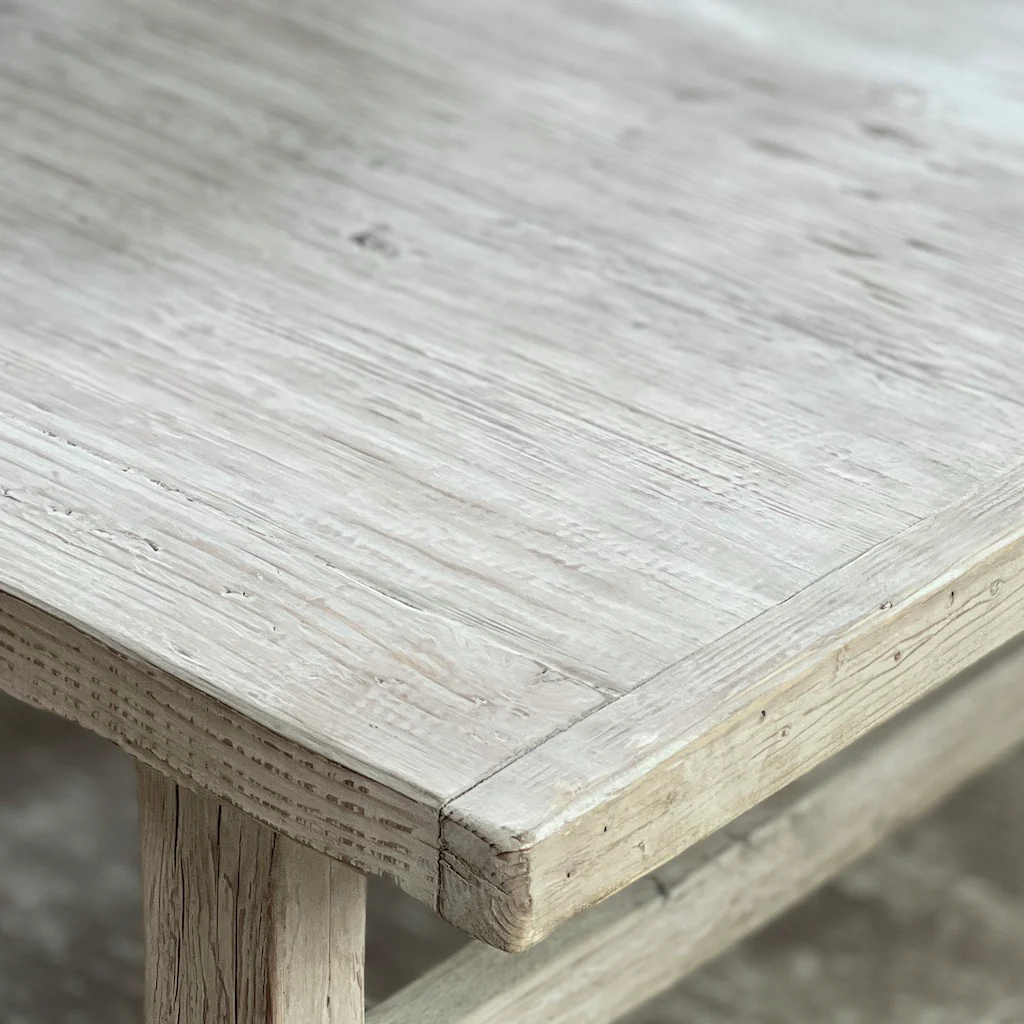 Reclaimed Antique Elm Lightly Washed Square Coffee Table - Image 7