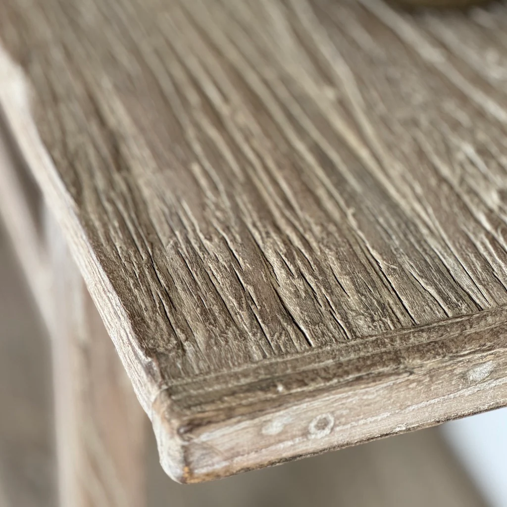 Reclaimed Chinese Elm Console Table with Shelf - Image 3