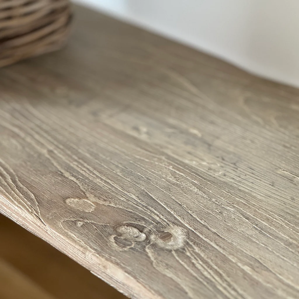 Reclaimed Chinese Elm Console Table with Shelf - Image 4