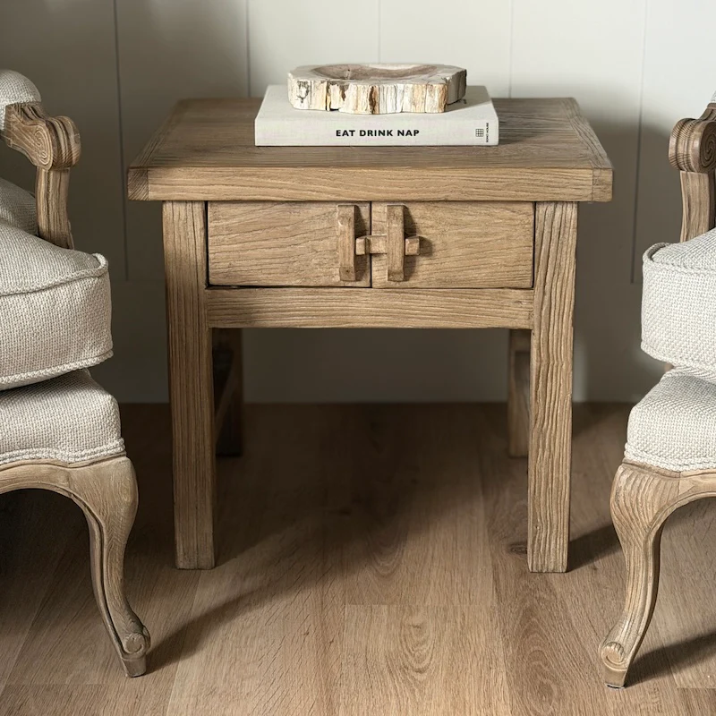 Reclaimed Elm 2 Door Side Table Dark - Image 2