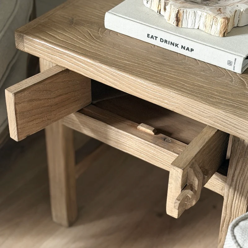 Reclaimed Elm 2 Door Side Table Dark - Image 4