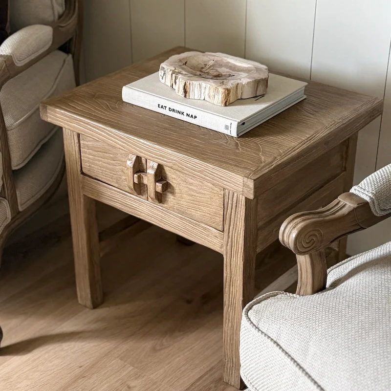 Reclaimed Elm 2 Door Side Table Dark - Image 7