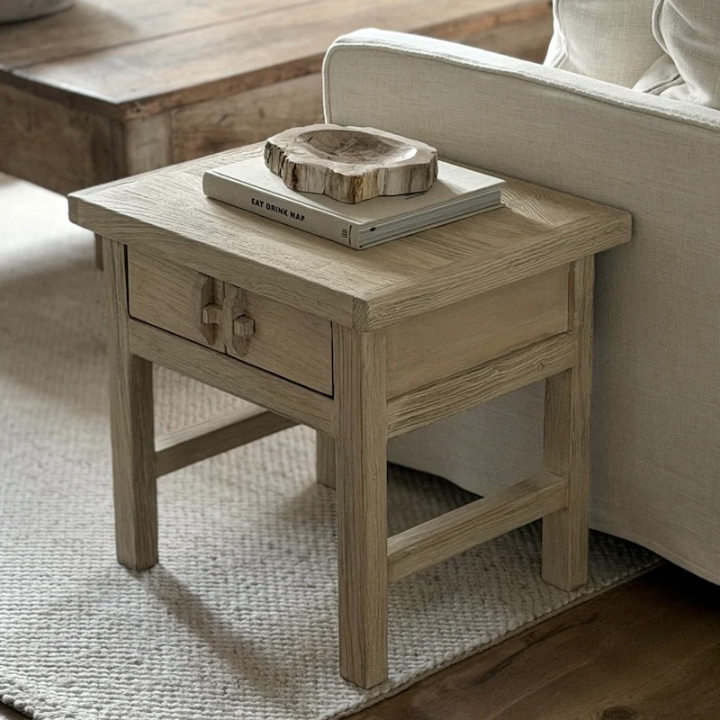 Reclaimed Elm 2 Door Side Table Light