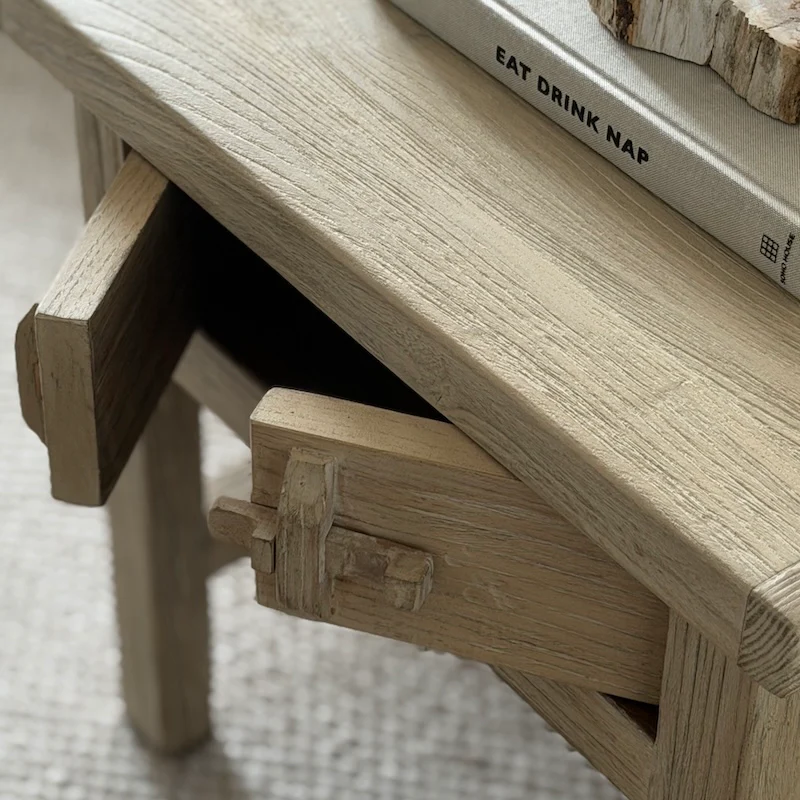 Reclaimed Elm 2 Door Side Table Light - Image 3