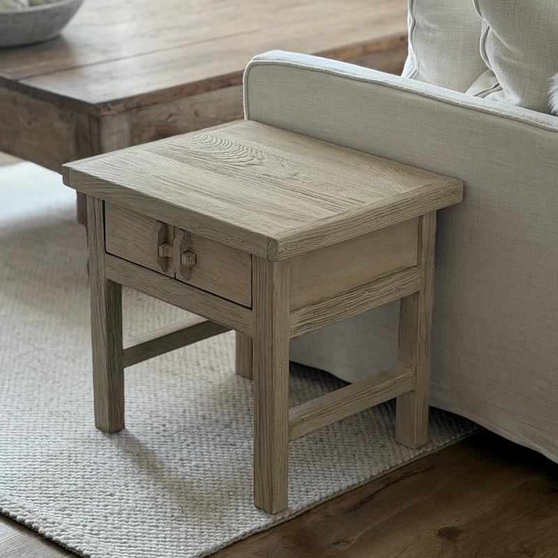 Reclaimed Elm 2 Door Side Table Light - Image 4