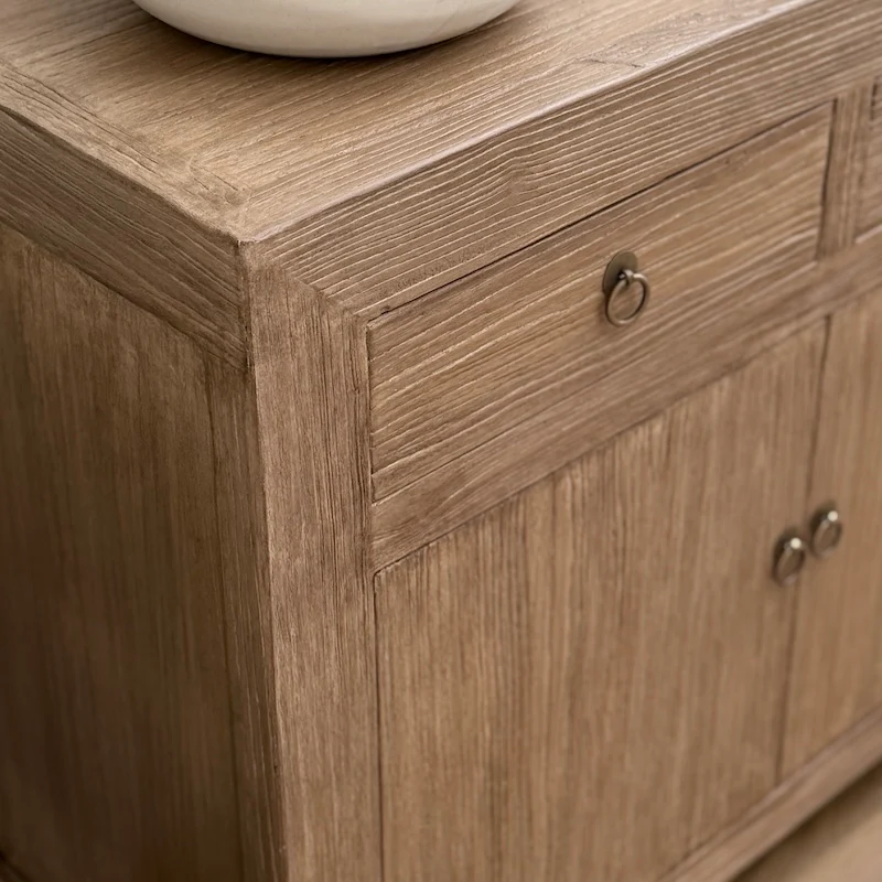 Reclaimed Elm 2 Drawer 2 Door Cabinet - Dark 100cm - Image 4