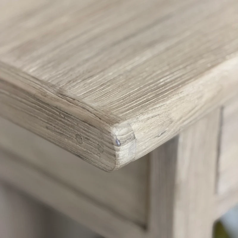 Reclaimed Elm 3 Drawer Solid Back Farmhouse Country Console Table Light - 160cm - Image 3