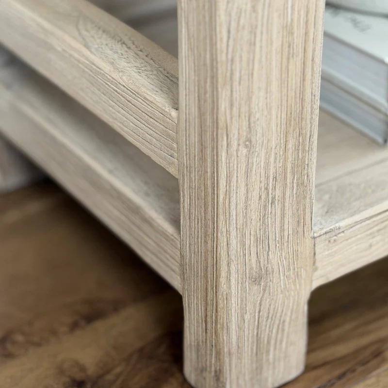 Reclaimed Elm 3 Drawer Solid Back Farmhouse Country Console Table Light - 160cm - Image 5