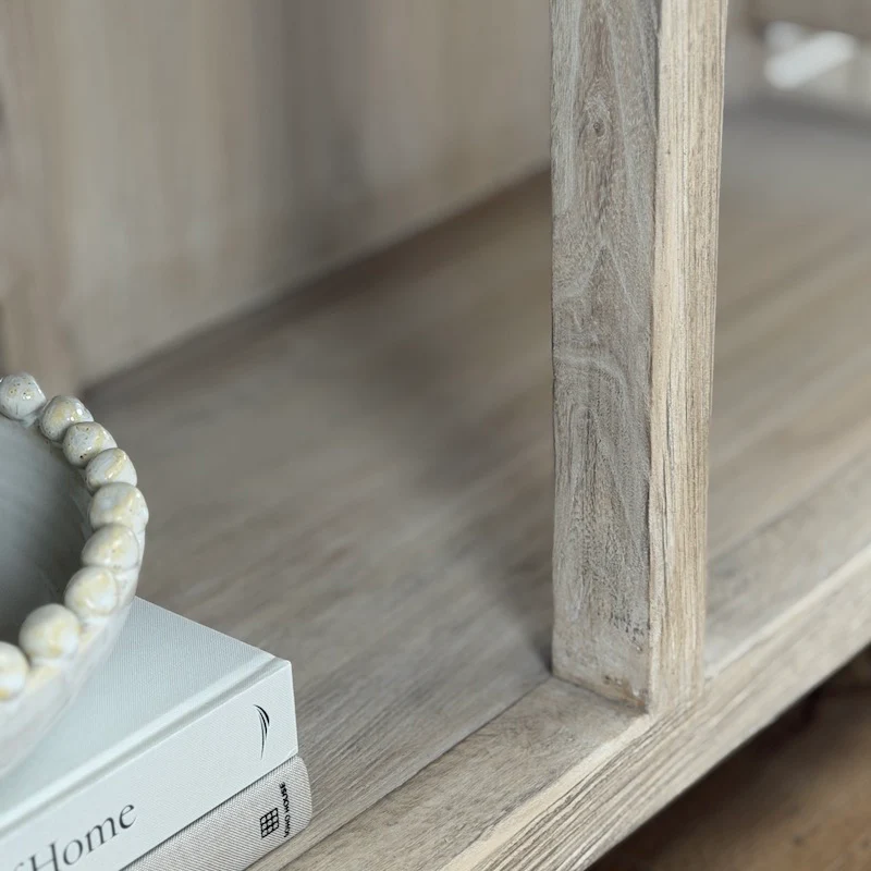 Reclaimed Elm 3 Drawer Solid Back Farmhouse Country Console Table Light - 160cm - Image 6