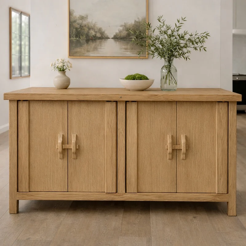 Reclaimed Elm 4 Door Sideboard Cabinet Dark 160cm