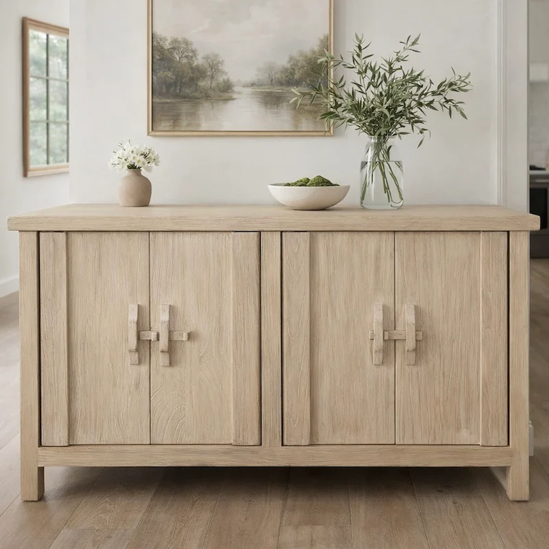 Reclaimed Elm 4 Door Sideboard Cabinet Light 160cm