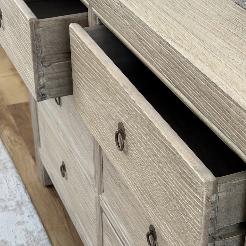 Reclaimed Elm 6 Drawer Chest – Light Finish - Image 5