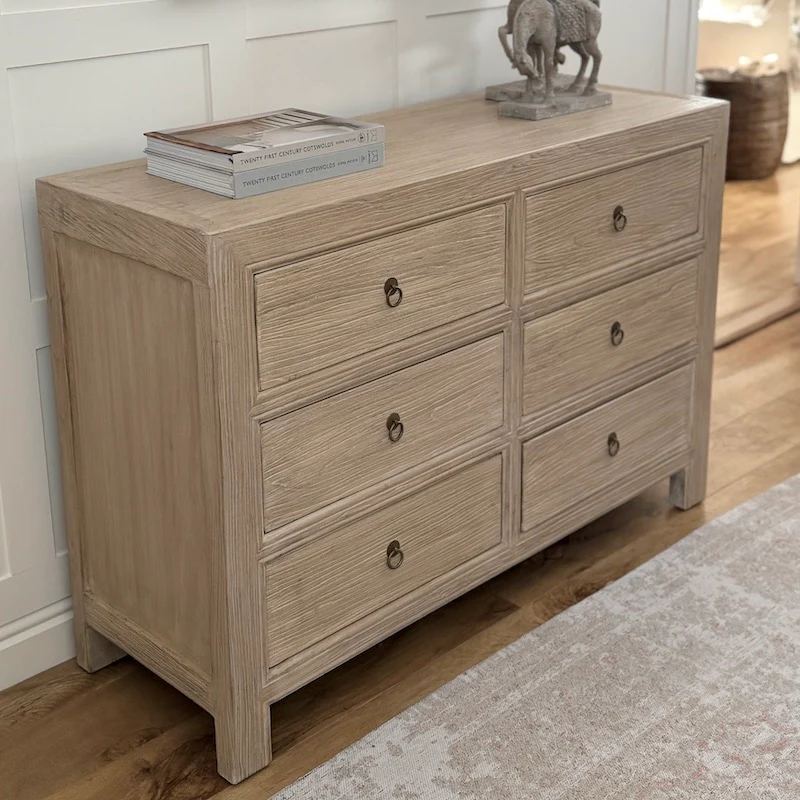Reclaimed Elm 6 Drawer Chest – Light Finish - Image 7