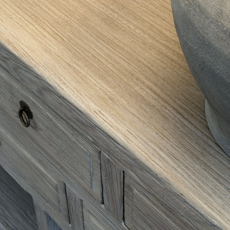 Reclaimed Elm 9 Drawer Console Table Light with Shelf - Image 7