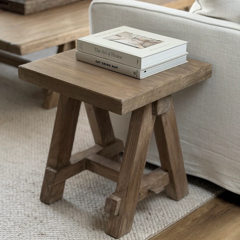 Reclaimed Elm A Frame Side Table Dark