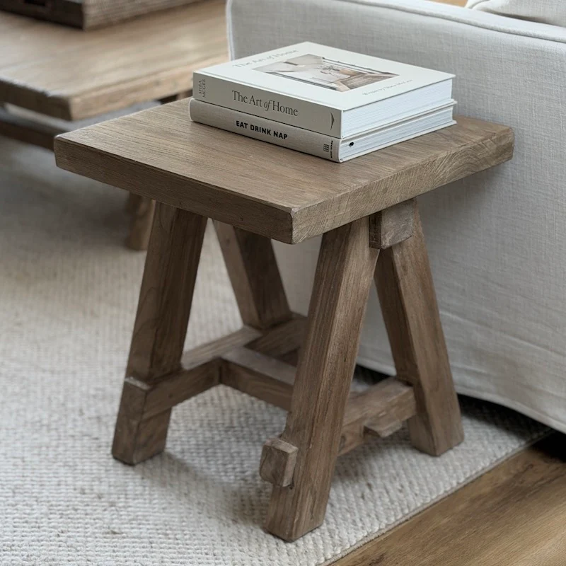 Reclaimed Elm A Frame Side Table Dark - Image 6