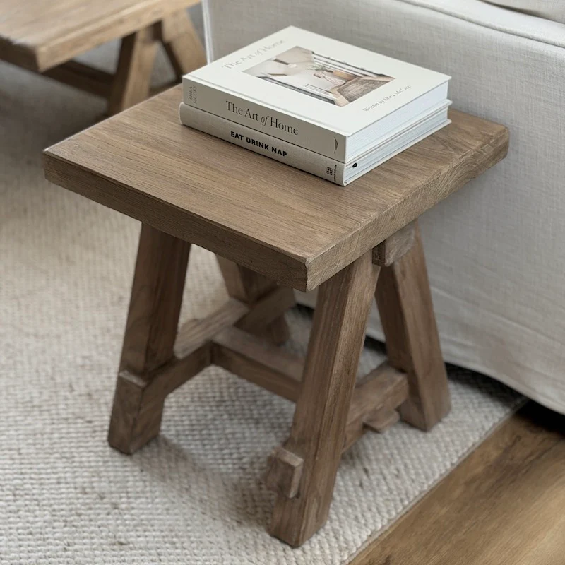 Reclaimed Elm A Frame Side Table Dark - Image 7