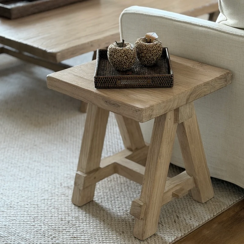 Reclaimed Elm A Frame Side Table - Light - Image 2