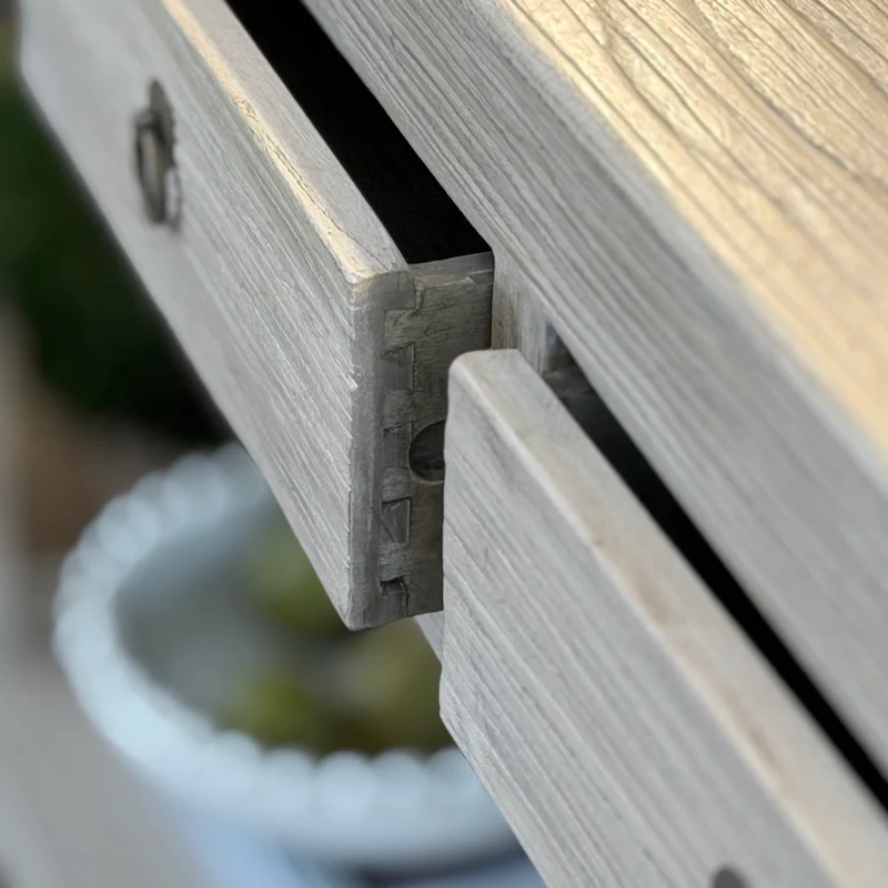 Reclaimed Elm Console Table with Drawers | Rustic Country Hallway & Living Room Table 180cm - Image 4