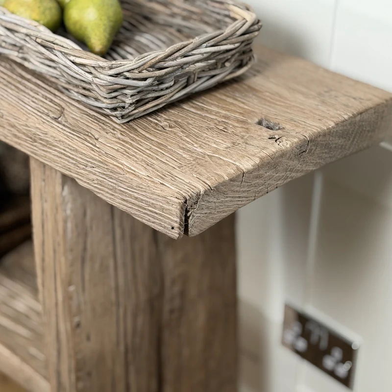 Reclaimed Elm Dark Console Table with Lower Shelf – Rustic Country Hallway Table 180cm - Image 4