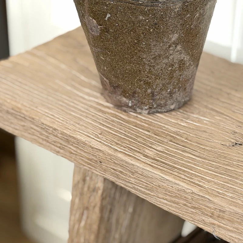 Reclaimed Elm Dark Console Table with Lower Shelf – Rustic Country Hallway Table 180cm - Image 5