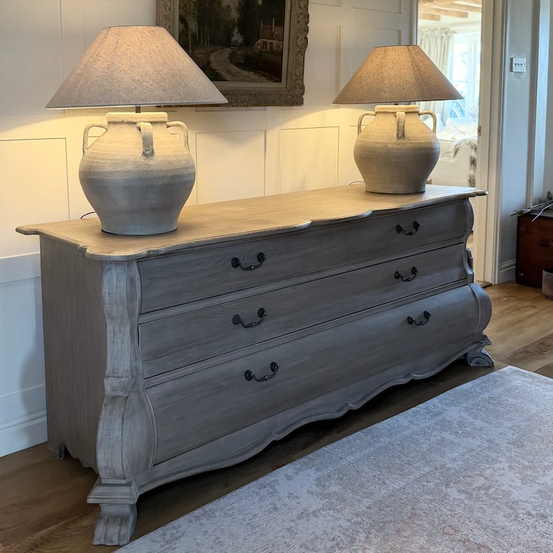 Reclaimed Elm 'French Style' 3 Drawer Chest 190cm - Image 7