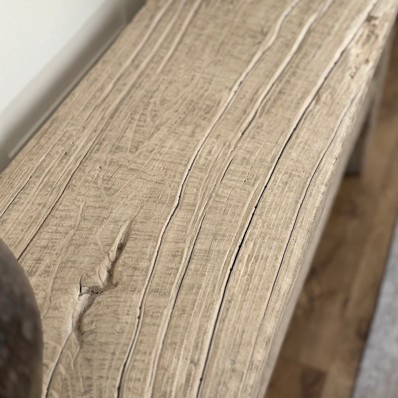 Reclaimed Elm Light Console Table with Lower Shelf – Rustic Country Hallway Table 180cm - Image 6