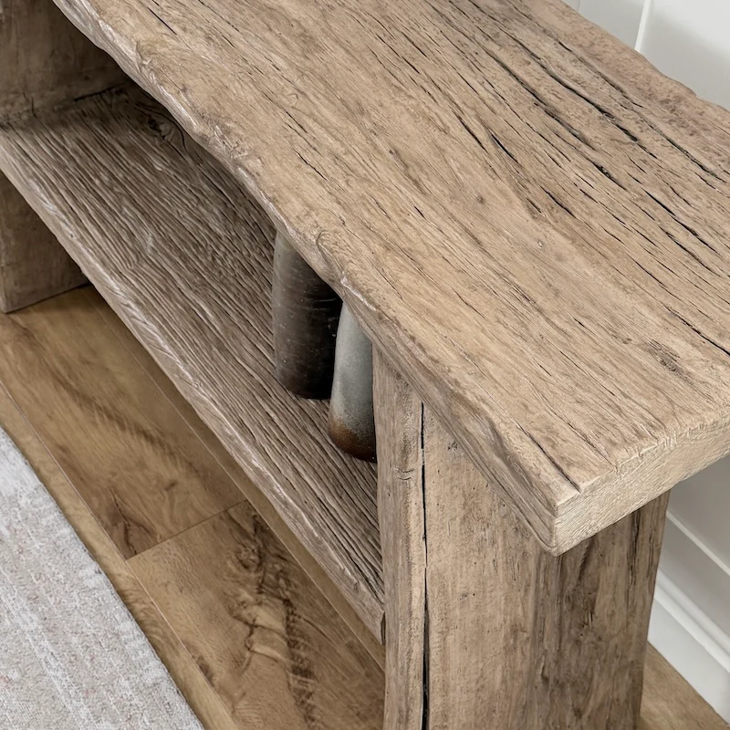 Reclaimed Elm Rustic 2 Shelf Console Dark - 130cm - Image 3