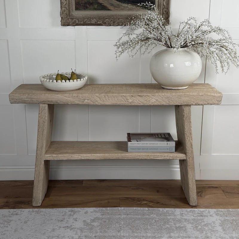 Reclaimed Elm Rustic 2 Shelf Console Light - 130cm - Image 3
