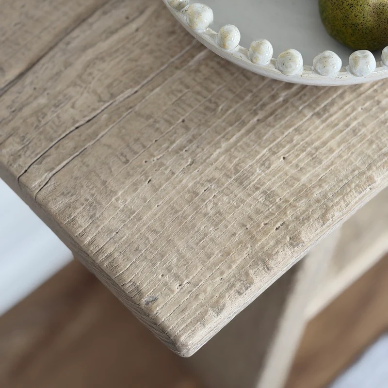 Reclaimed Elm Rustic 2 Shelf Console Light - 130cm - Image 4