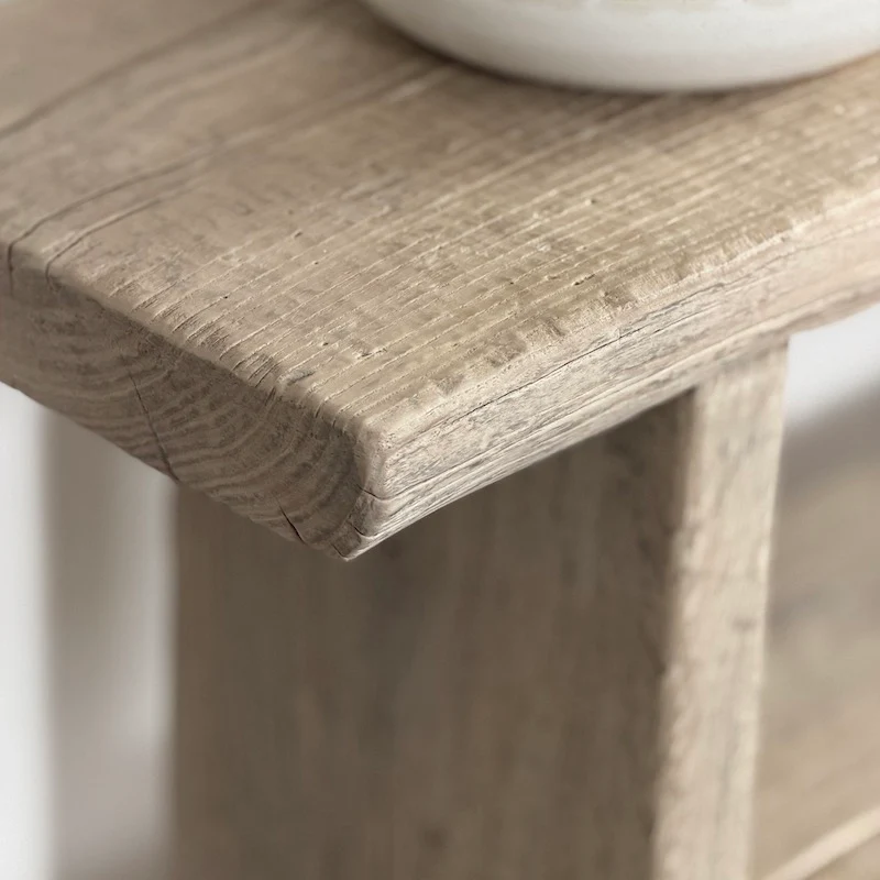 Reclaimed Elm Rustic 2 Shelf Console Light - 130cm - Image 6