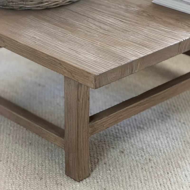 Reclaimed Elm Square Coffee Table Dark 105cm - Image 3