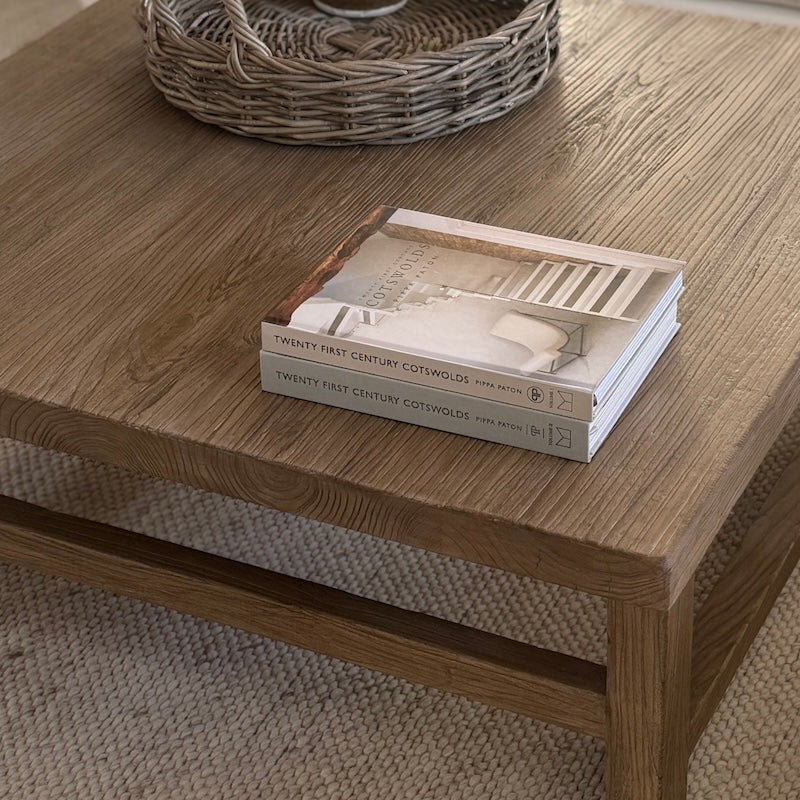 Reclaimed Elm Square Coffee Table Dark 105cm - Image 5