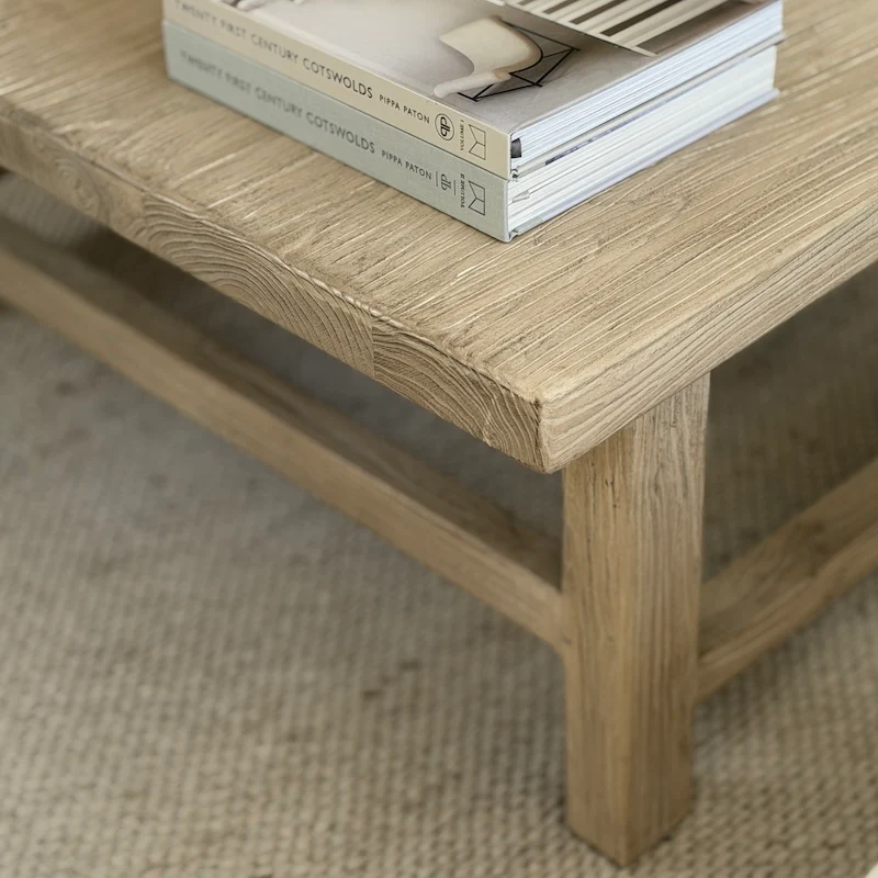 Reclaimed Elm Square Coffee Table Light 105cm - Image 3