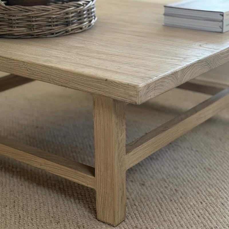 Reclaimed Elm Square Coffee Table Light 105cm - Image 4