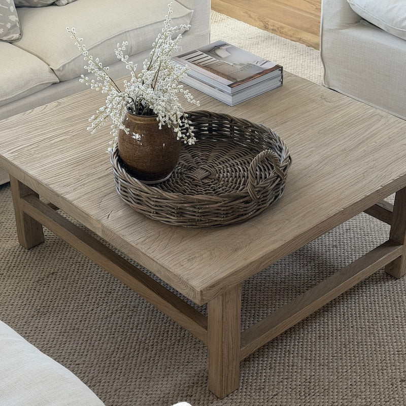 Reclaimed Elm Square Coffee Table Light 105cm - Image 8